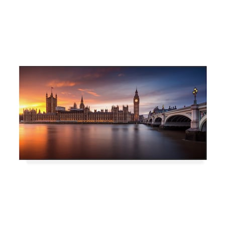 Merakiphotographer 'London Palace Of Westminster Sunset' Canvas Art,24x47